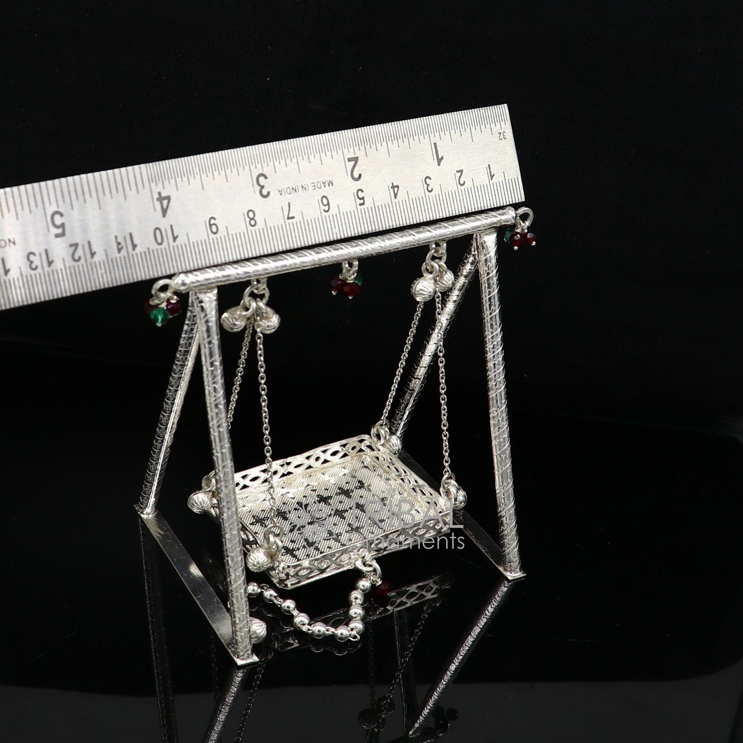 925 Sterling silver handmade Bal Gopala jhula, little Krishna swing, child Krishan Palana, silver Jhula, laddu Gopal jhula silver art su1129 - TRIBAL ORNAMENTS