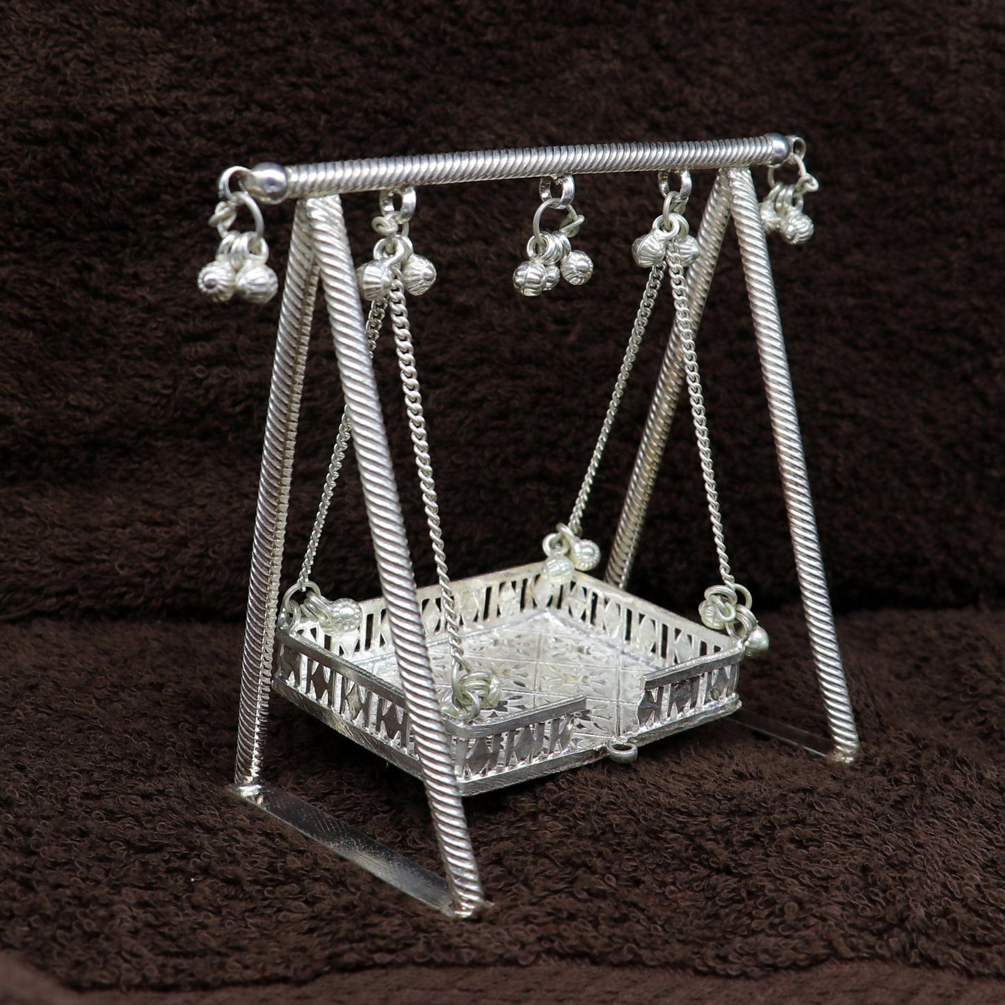 925 sterling silver handmade Bal Gopala jhula, little Krishna swing, child krishan palana, silver jhula, laddu gopal jhula, silver art su84 - TRIBAL ORNAMENTS