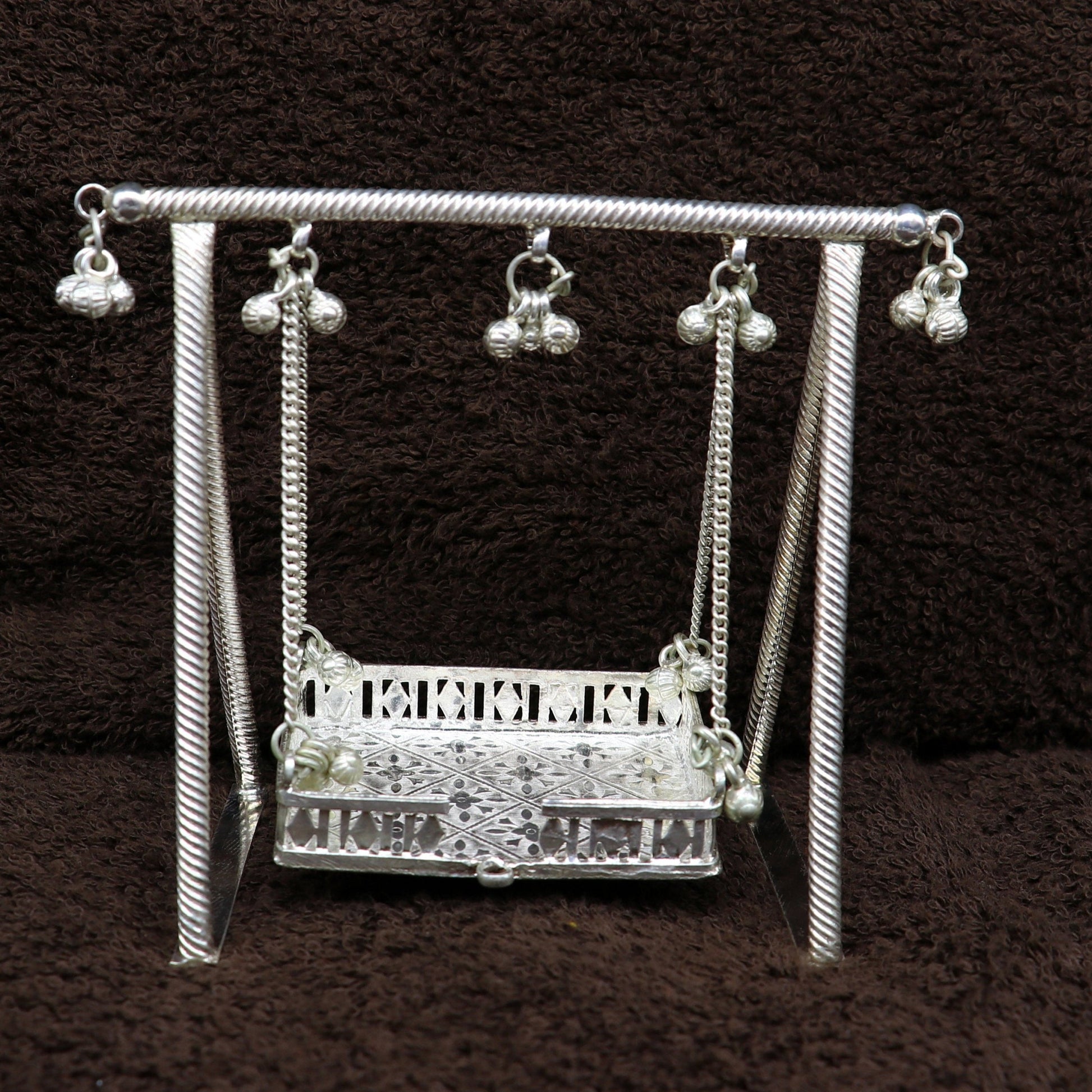 925 sterling silver handmade Bal Gopala jhula, little Krishna swing, child krishan palana, silver jhula, laddu gopal jhula, silver art su84 - TRIBAL ORNAMENTS