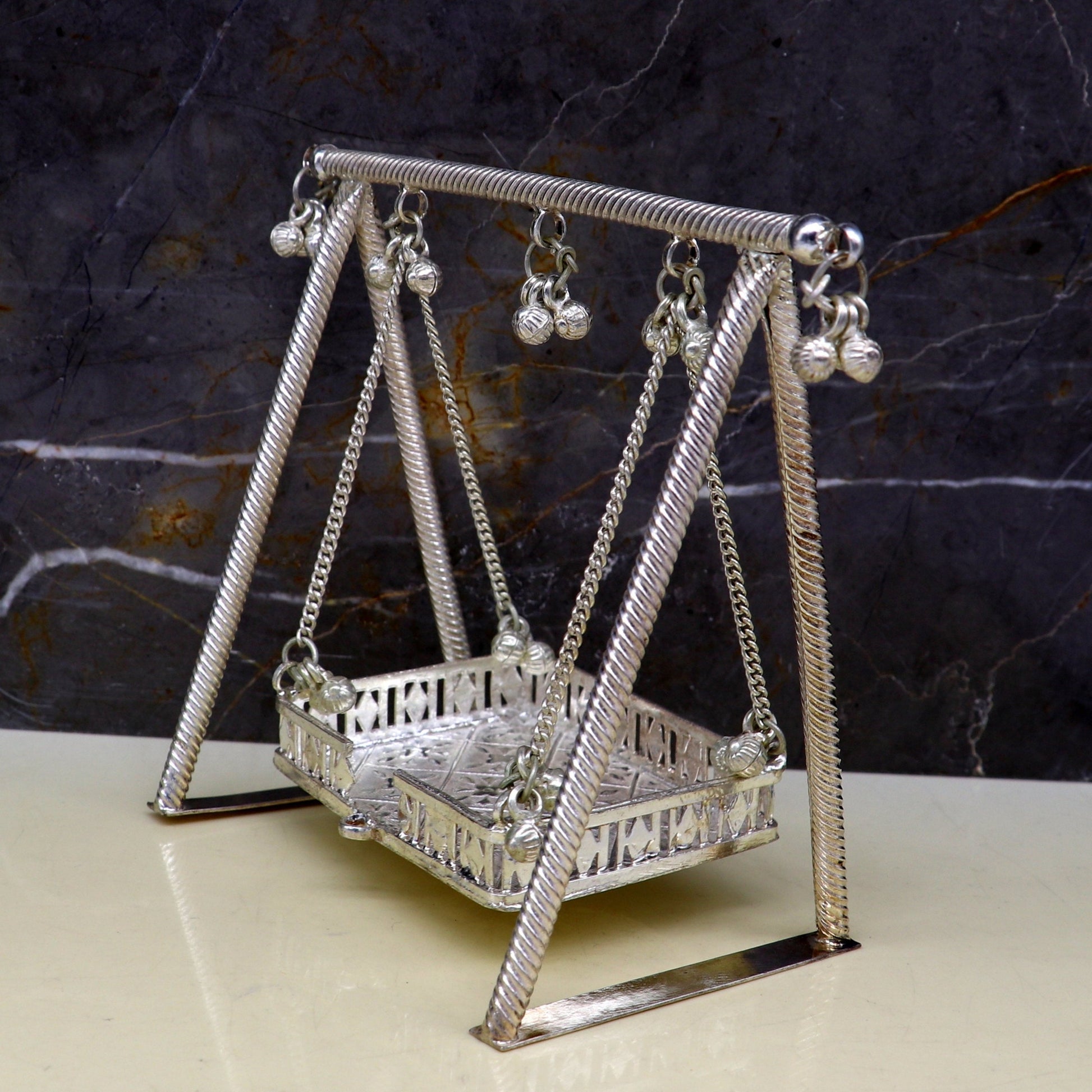 925 sterling silver handmade Bal Gopala jhula, little Krishna swing, child krishan palana, silver jhula, laddu gopal jhula, silver art su84 - TRIBAL ORNAMENTS