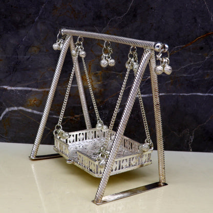 925 sterling silver handmade Bal Gopala jhula, little Krishna swing, child krishan palana, silver jhula, laddu gopal jhula, silver art su84 - TRIBAL ORNAMENTS