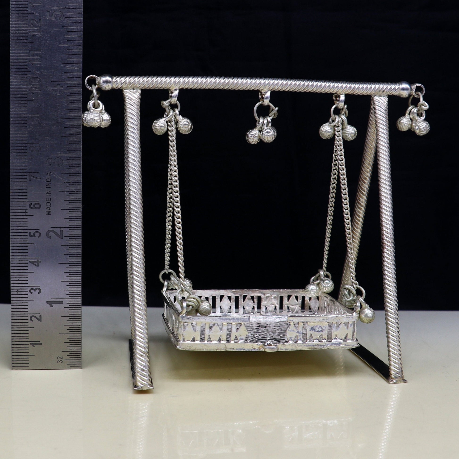 925 sterling silver handmade Bal Gopala jhula, little Krishna swing, child krishan palana, silver jhula, laddu gopal jhula, silver art su84 - TRIBAL ORNAMENTS