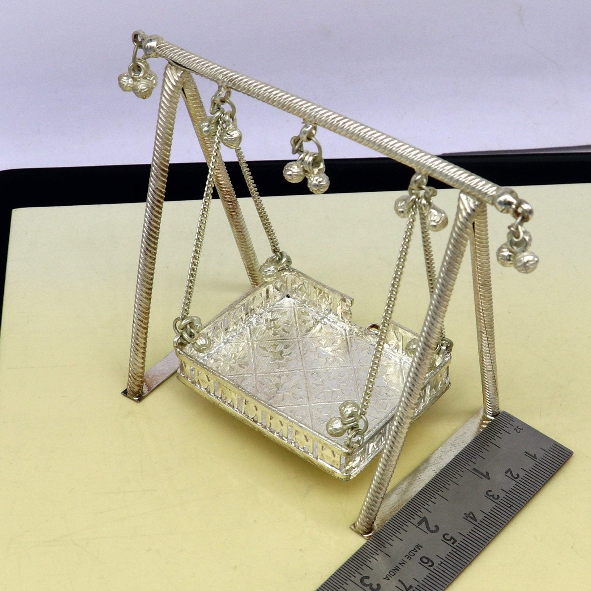 925 sterling silver handmade Bal Gopala jhula, little Krishna swing, child krishan palana, silver jhula, laddu gopal jhula, silver art su84 - TRIBAL ORNAMENTS