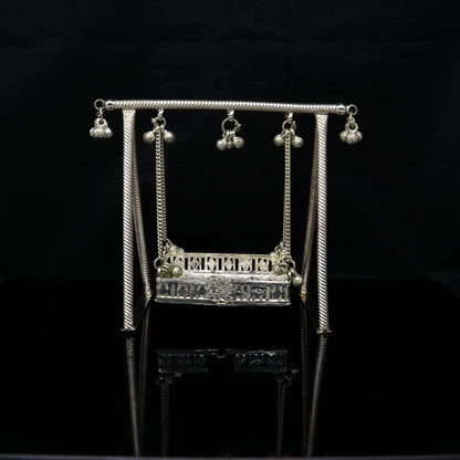 925 sterling silver handmade Bal Gopala jhula, little Krishna swing, child krishan palana, silver jhula, laddu gopal jhula, silver art su84 - TRIBAL ORNAMENTS