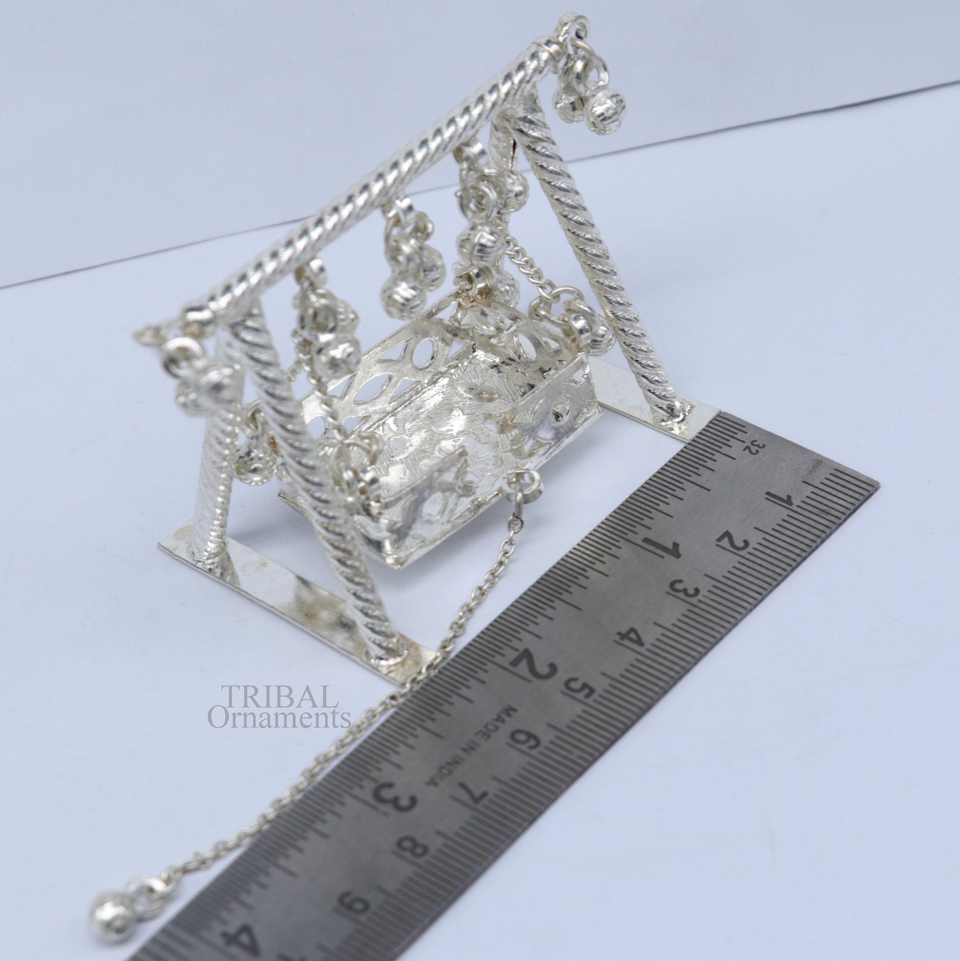 925 Sterling silver handmade Bal Gopala jhula, little Krishna swing, child Krishna palana, silver jhula, laddu gopal jhula, silver art su726 - TRIBAL ORNAMENTS