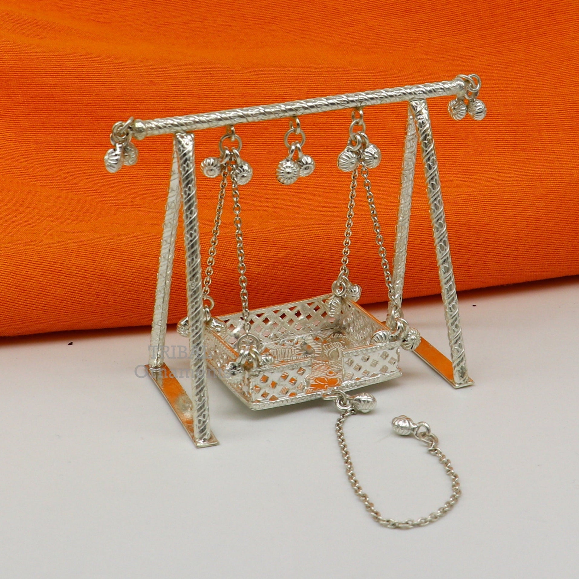 925 Sterling silver handmade Bal Gopala jhula, little Krishna swing, child Krishna palana, silver jhula, laddu gopal jhula, silver art su765 - TRIBAL ORNAMENTS