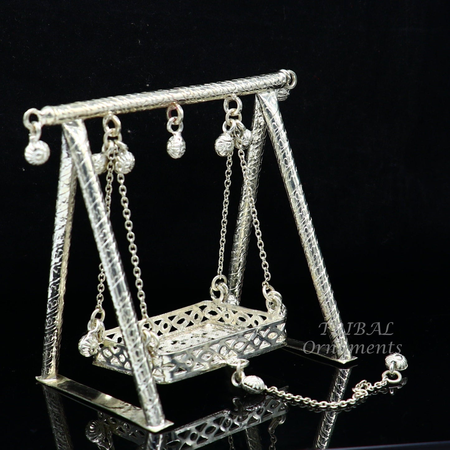 925 Sterling silver handmade Bal Gopala jhula, little Krishna swing, child Krishna palana, silver jhula, laddu gopal jhula, silver art su817 - TRIBAL ORNAMENTS