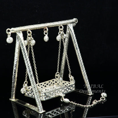 925 Sterling silver handmade Bal Gopala jhula, little Krishna swing, child Krishna palana, silver jhula, laddu gopal jhula, silver art su817 - TRIBAL ORNAMENTS