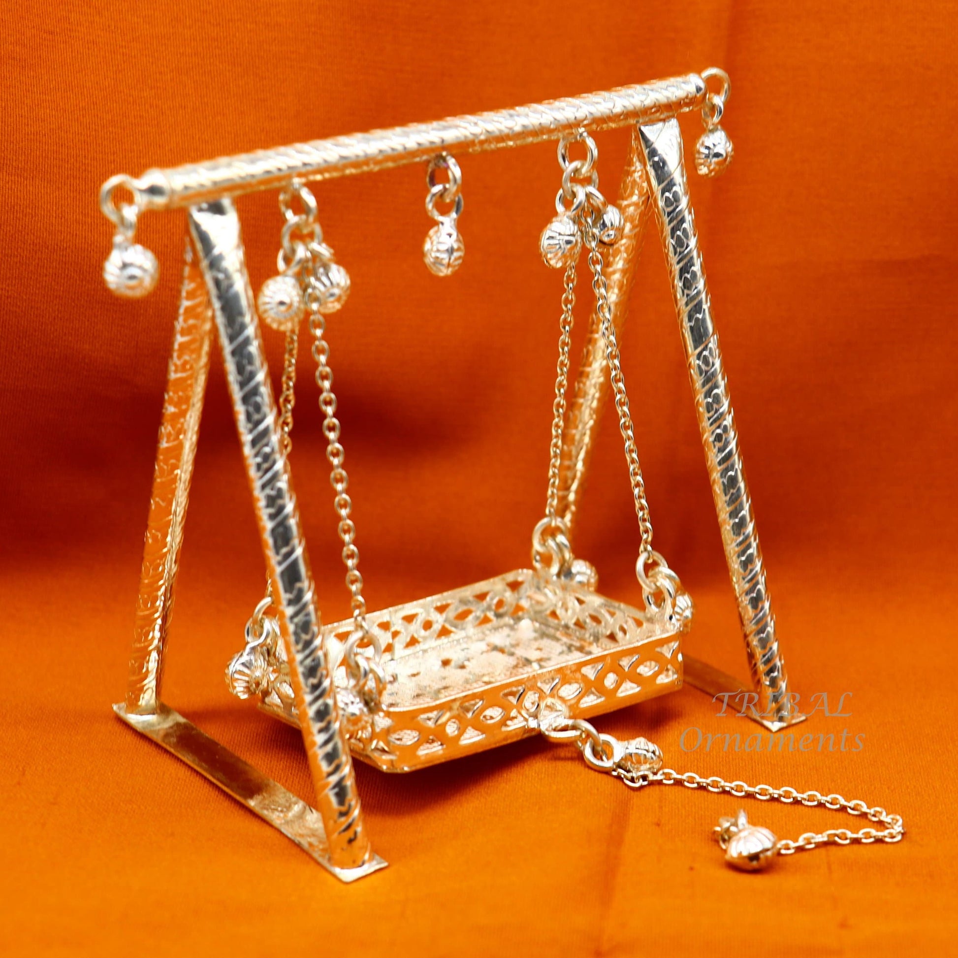 925 Sterling silver handmade Bal Gopala jhula, little Krishna swing, child Krishna palana, silver jhula, laddu gopal jhula, silver art su817 - TRIBAL ORNAMENTS