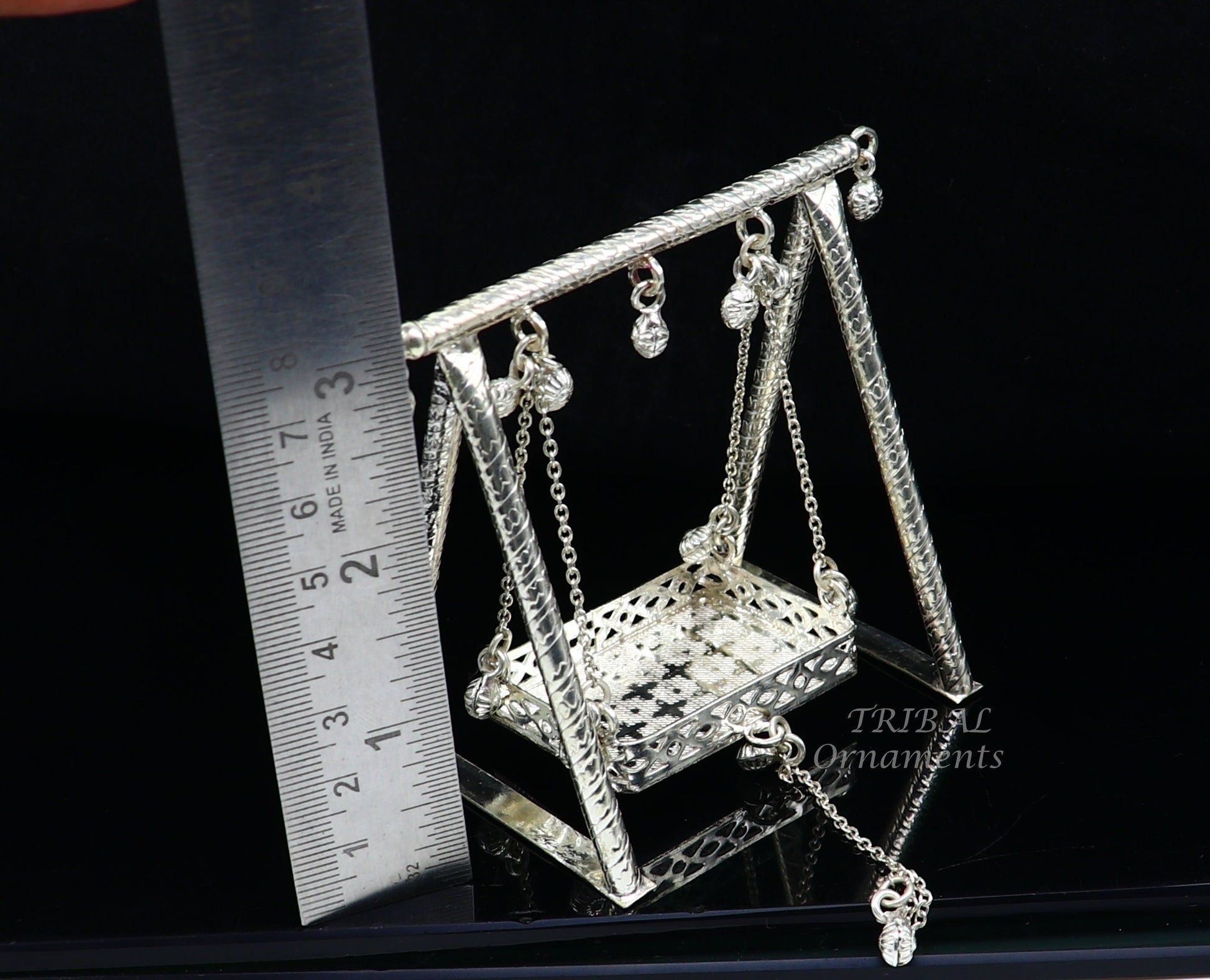 925 Sterling silver handmade Bal Gopala jhula, little Krishna swing, child Krishna palana, silver jhula, laddu gopal jhula, silver art su817 - TRIBAL ORNAMENTS