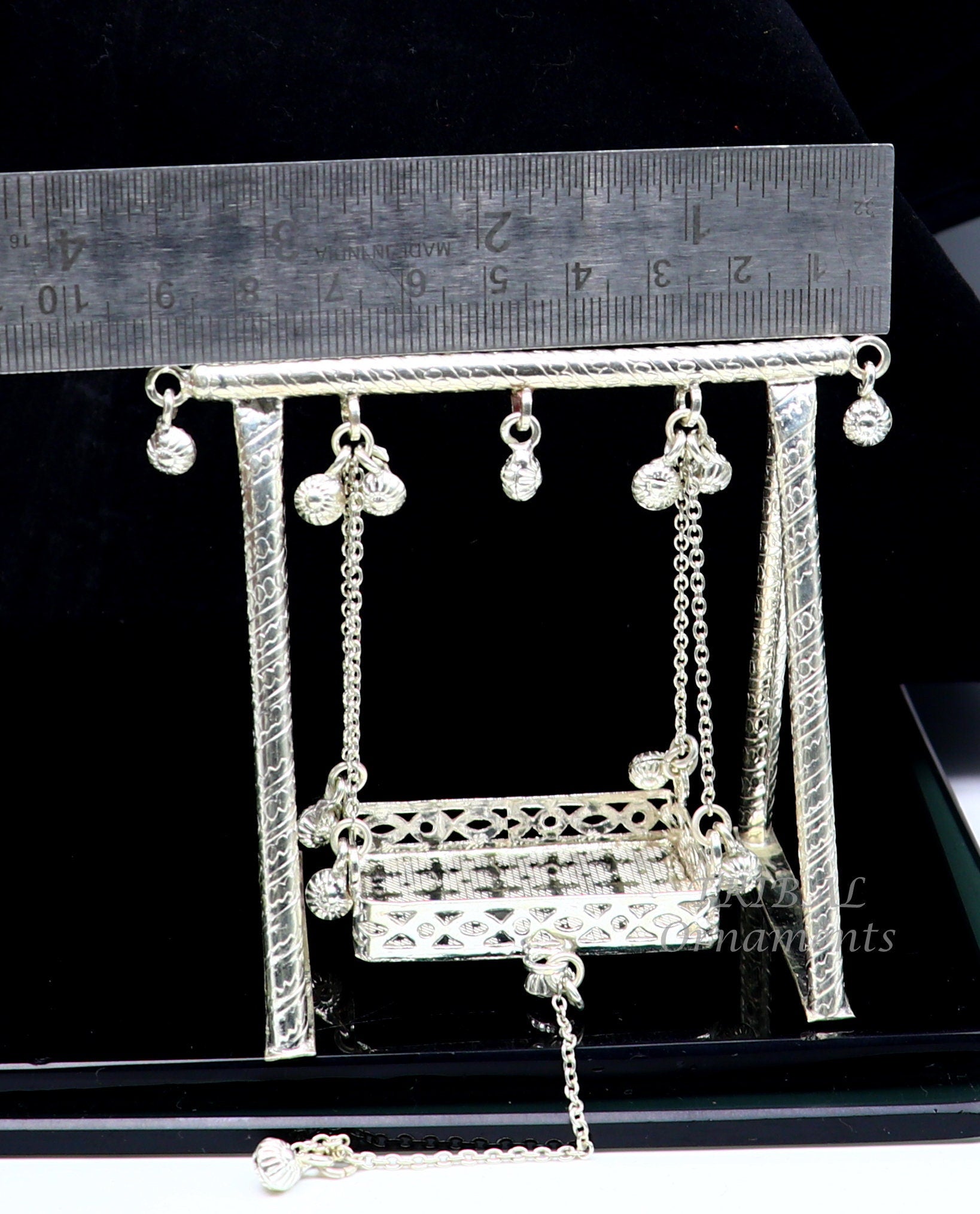 925 Sterling silver handmade Bal Gopala jhula, little Krishna swing, child Krishna palana, silver jhula, laddu gopal jhula, silver art su817 - TRIBAL ORNAMENTS