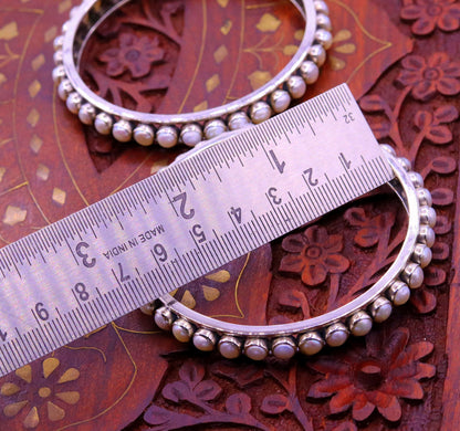 925 sterling silver bangle bracelet with a natural pearl, tribal oxidized design, handmade jewelry by TRIBAL ORNAMENTS.