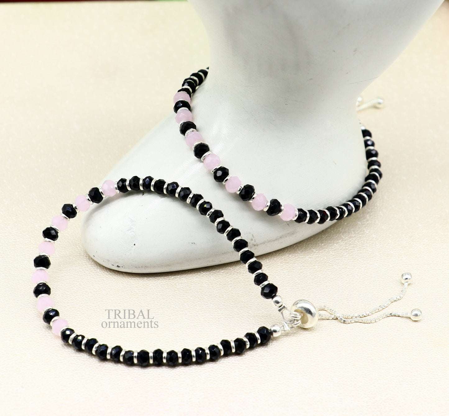 925 sterling silver handmade beaded bracelet, best girl's , toddlers, excellent adjustable girl's  bracelet from india bbr32 - TRIBAL ORNAMENTS