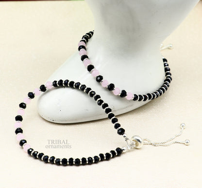 925 sterling silver handmade beaded bracelet, best girl's , toddlers, excellent adjustable girl's  bracelet from india bbr32 - TRIBAL ORNAMENTS