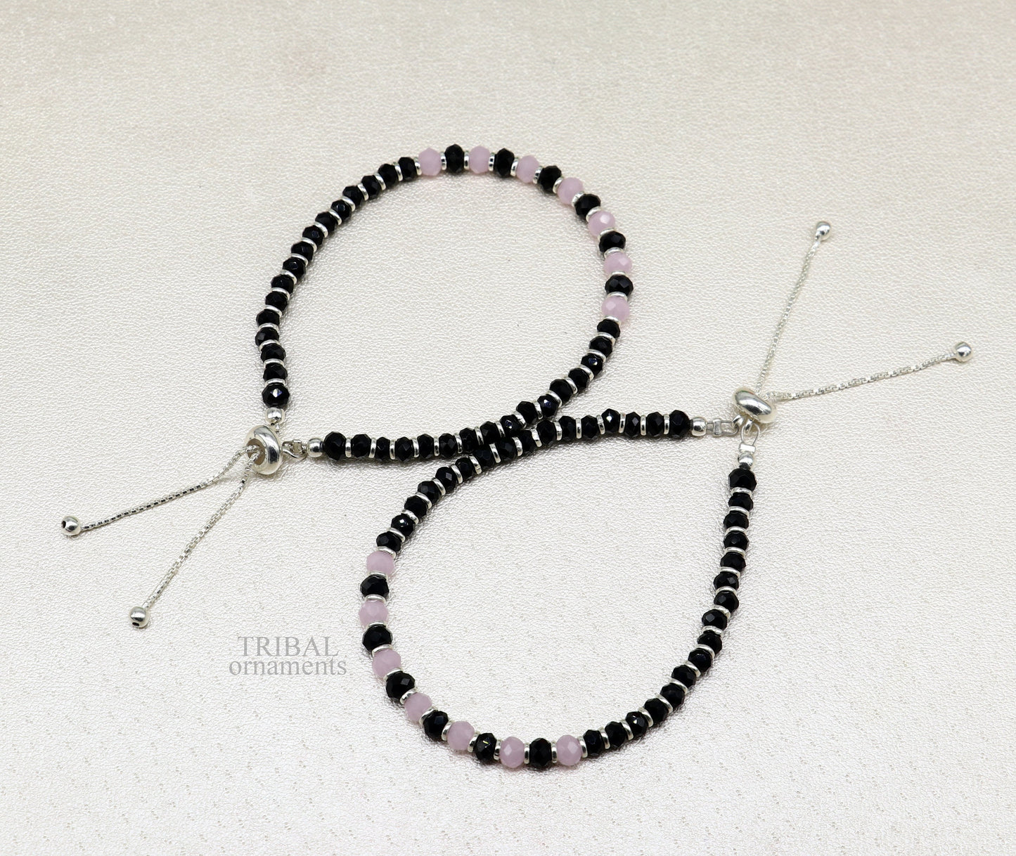 925 sterling silver handmade beaded bracelet, best girl's , toddlers, excellent adjustable girl's  bracelet from india bbr32 - TRIBAL ORNAMENTS