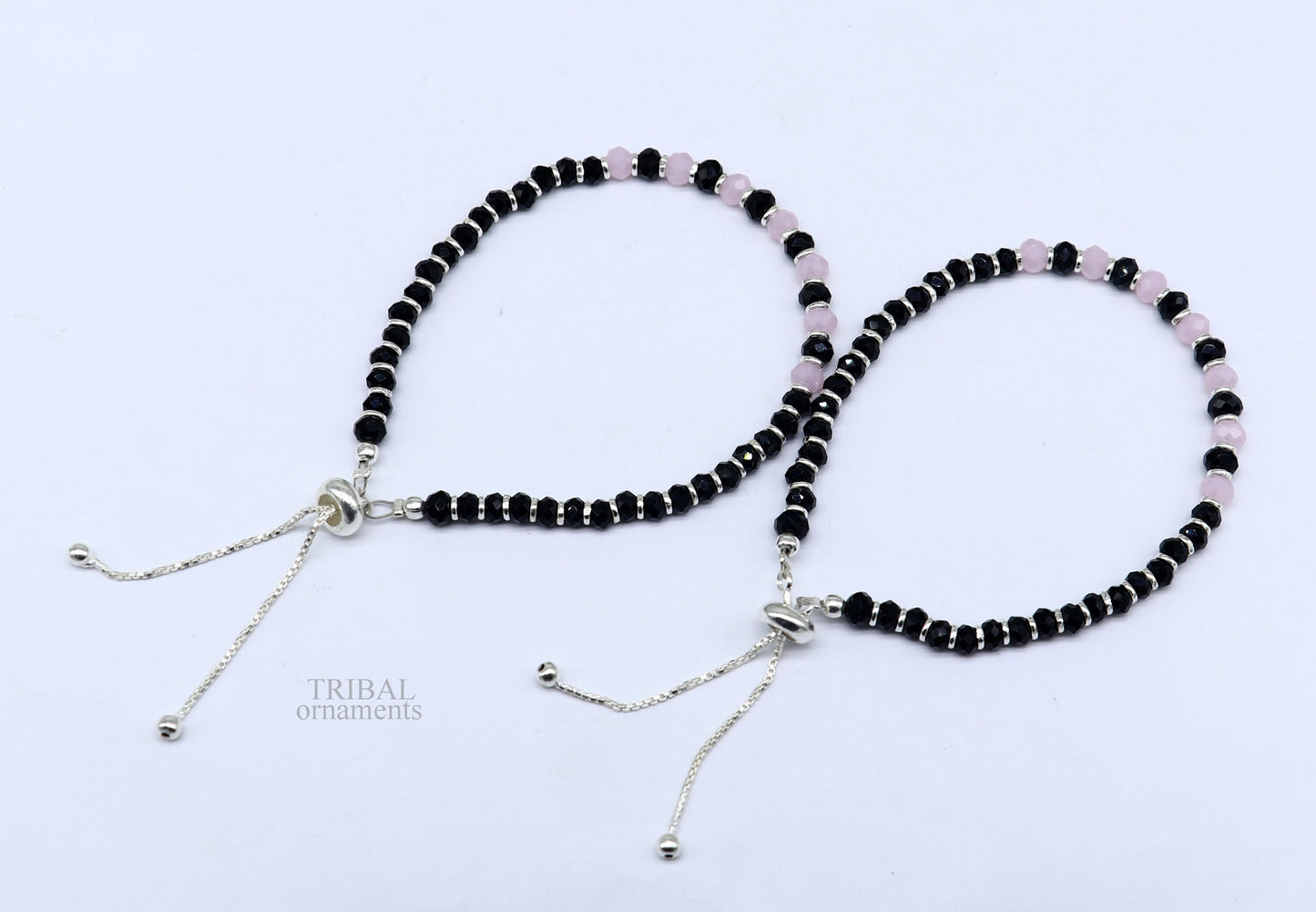 925 sterling silver handmade beaded bracelet, best girl's , toddlers, excellent adjustable girl's  bracelet from india bbr32 - TRIBAL ORNAMENTS