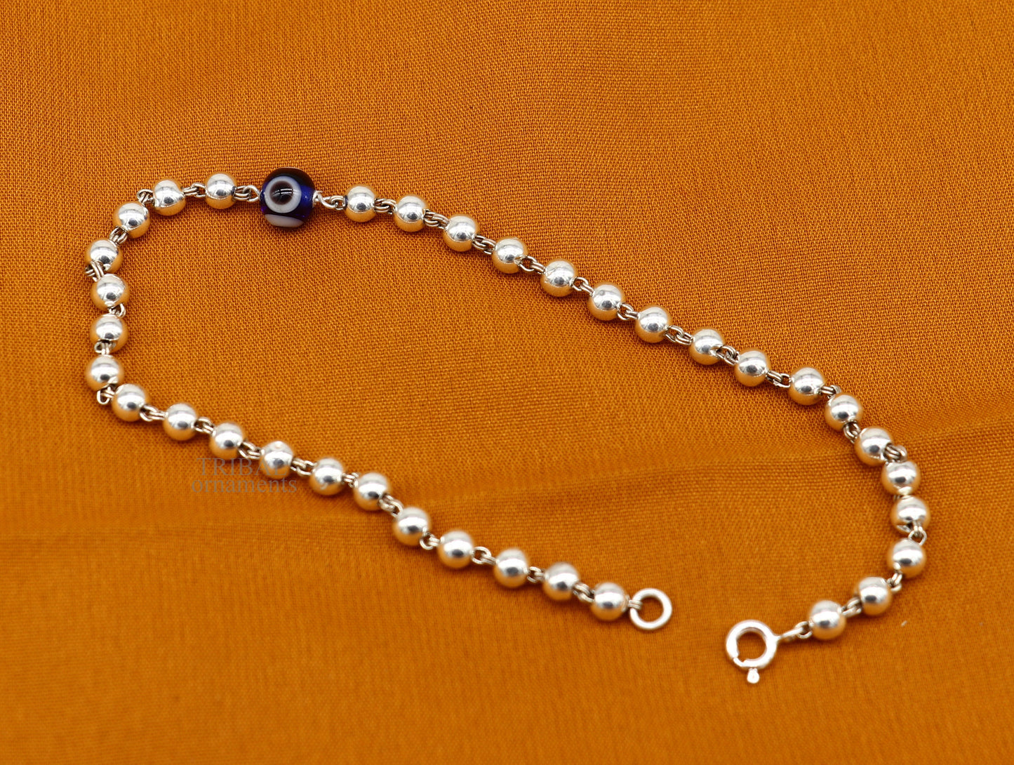 925 sterling silver handmade beaded evil eye bracelet, amazing stylish unisex bracelet 9 inches long jewelry nsbr475 - TRIBAL ORNAMENTS