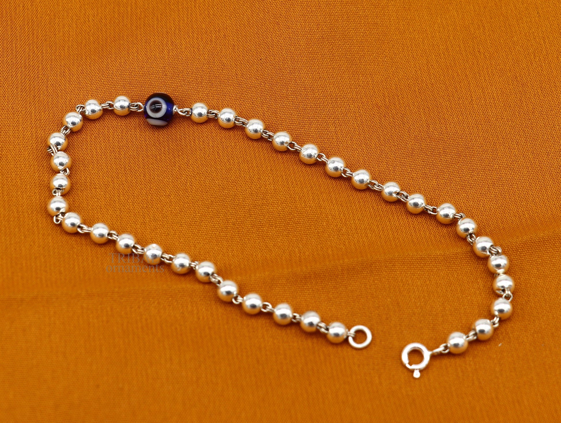 925 sterling silver handmade beaded evil eye bracelet, amazing stylish unisex bracelet 9 inches long jewelry nsbr475 - TRIBAL ORNAMENTS
