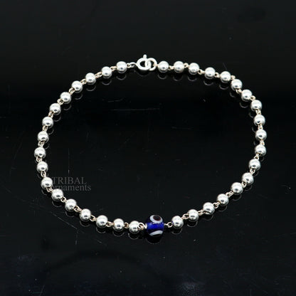 925 sterling silver handmade beaded evil eye bracelet, amazing stylish unisex bracelet 9 inches long jewelry nsbr475 - TRIBAL ORNAMENTS