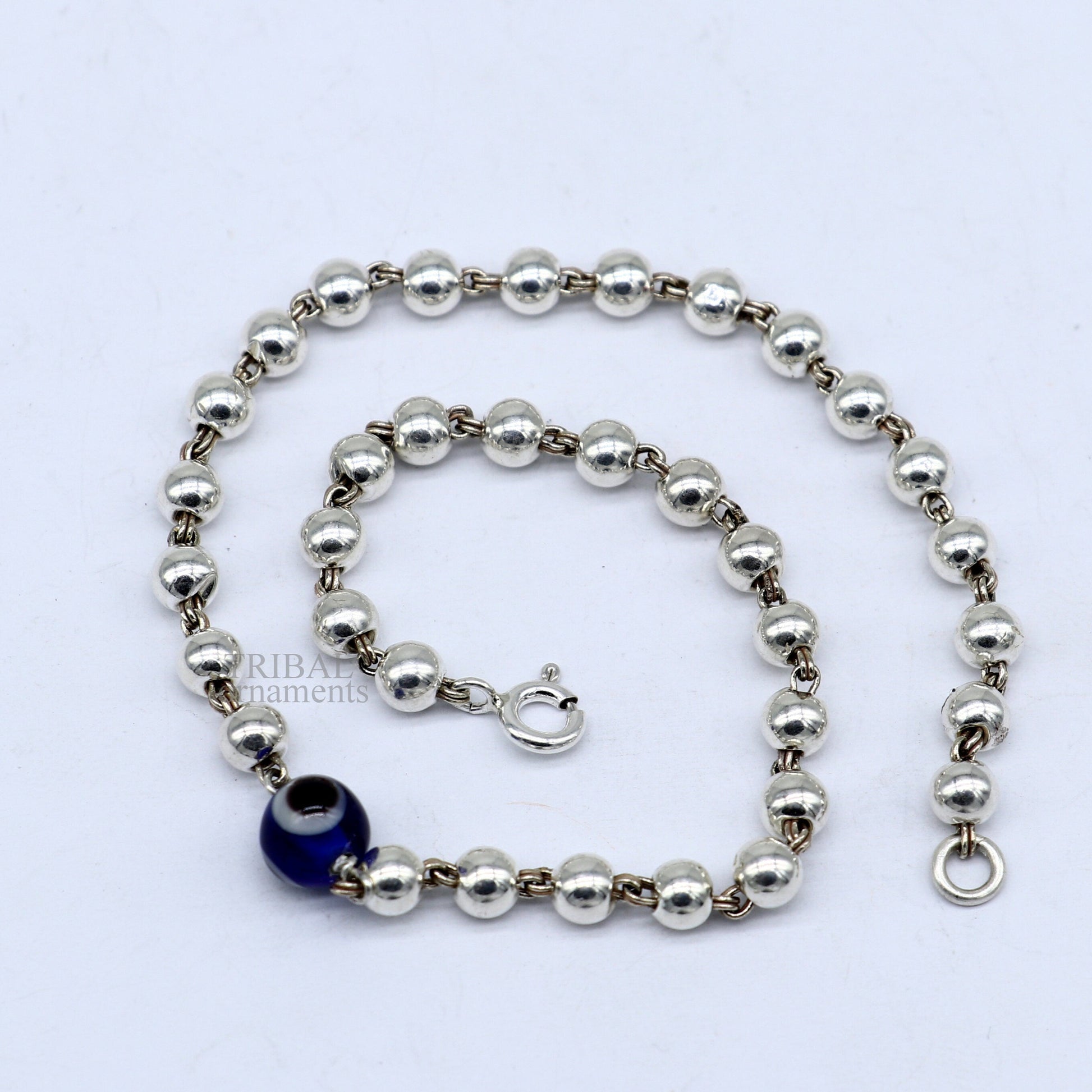 925 sterling silver handmade beaded evil eye bracelet, amazing stylish unisex bracelet 9 inches long jewelry nsbr475 - TRIBAL ORNAMENTS
