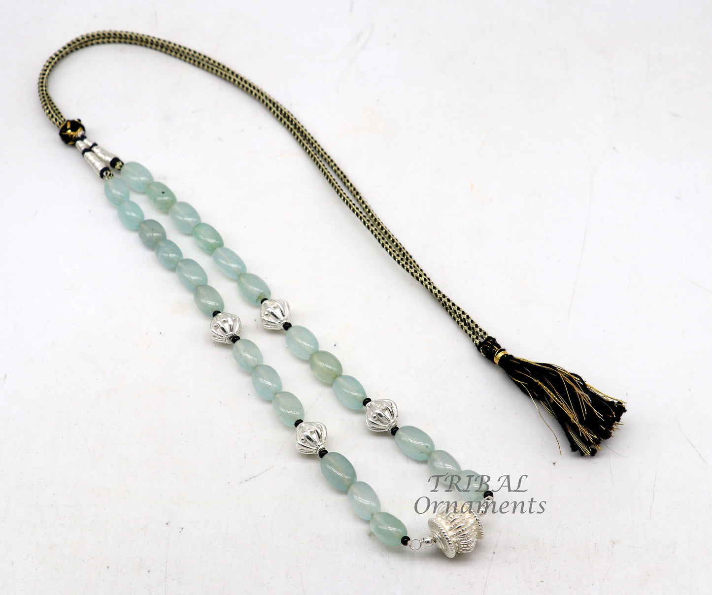 925 sterling silver handmade beaded necklace, amazing aqua quartz strings with silver beads necklace, best party jewelry set498 - TRIBAL ORNAMENTS