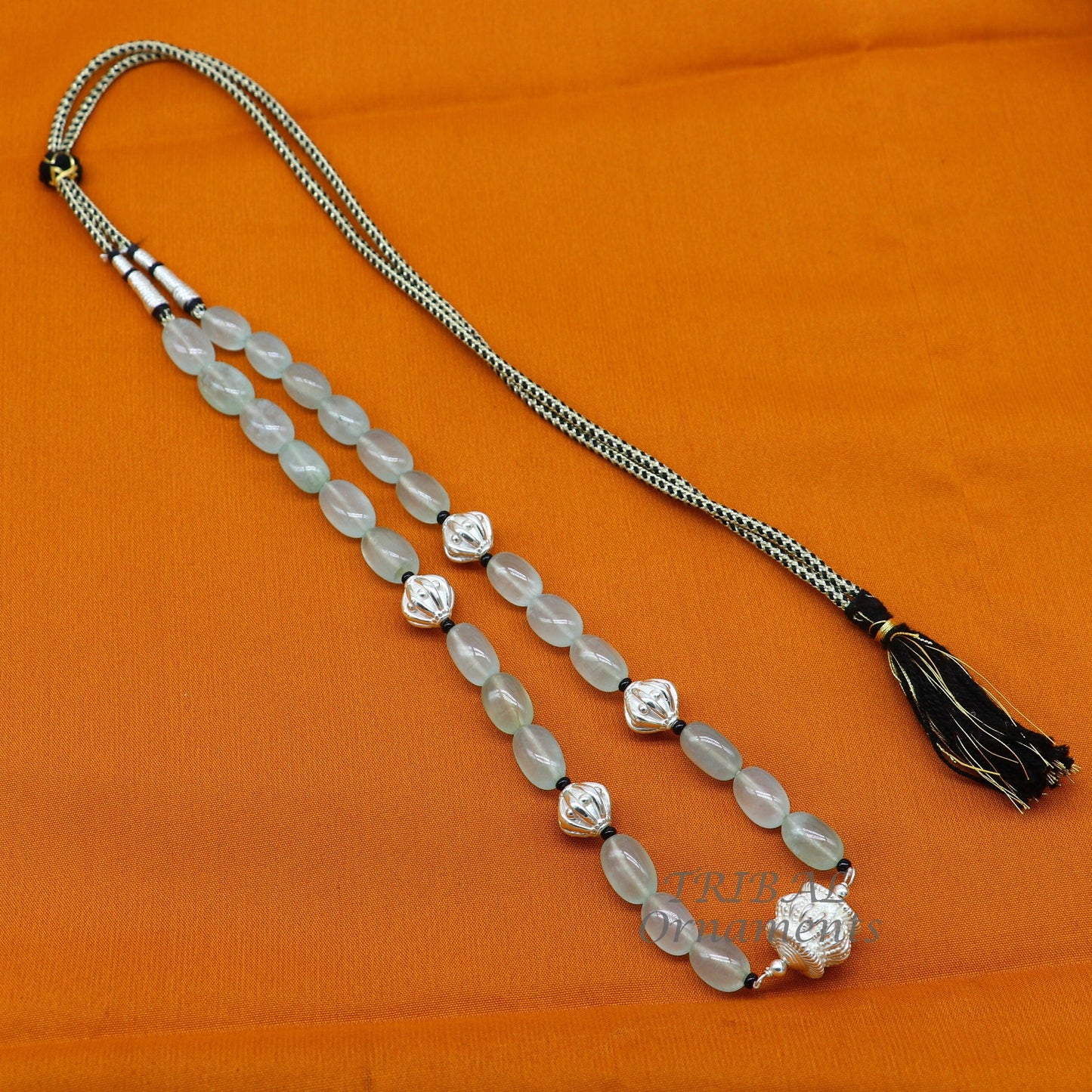 925 sterling silver handmade beaded necklace, amazing aqua quartz strings with silver beads necklace, best party jewelry set498 - TRIBAL ORNAMENTS