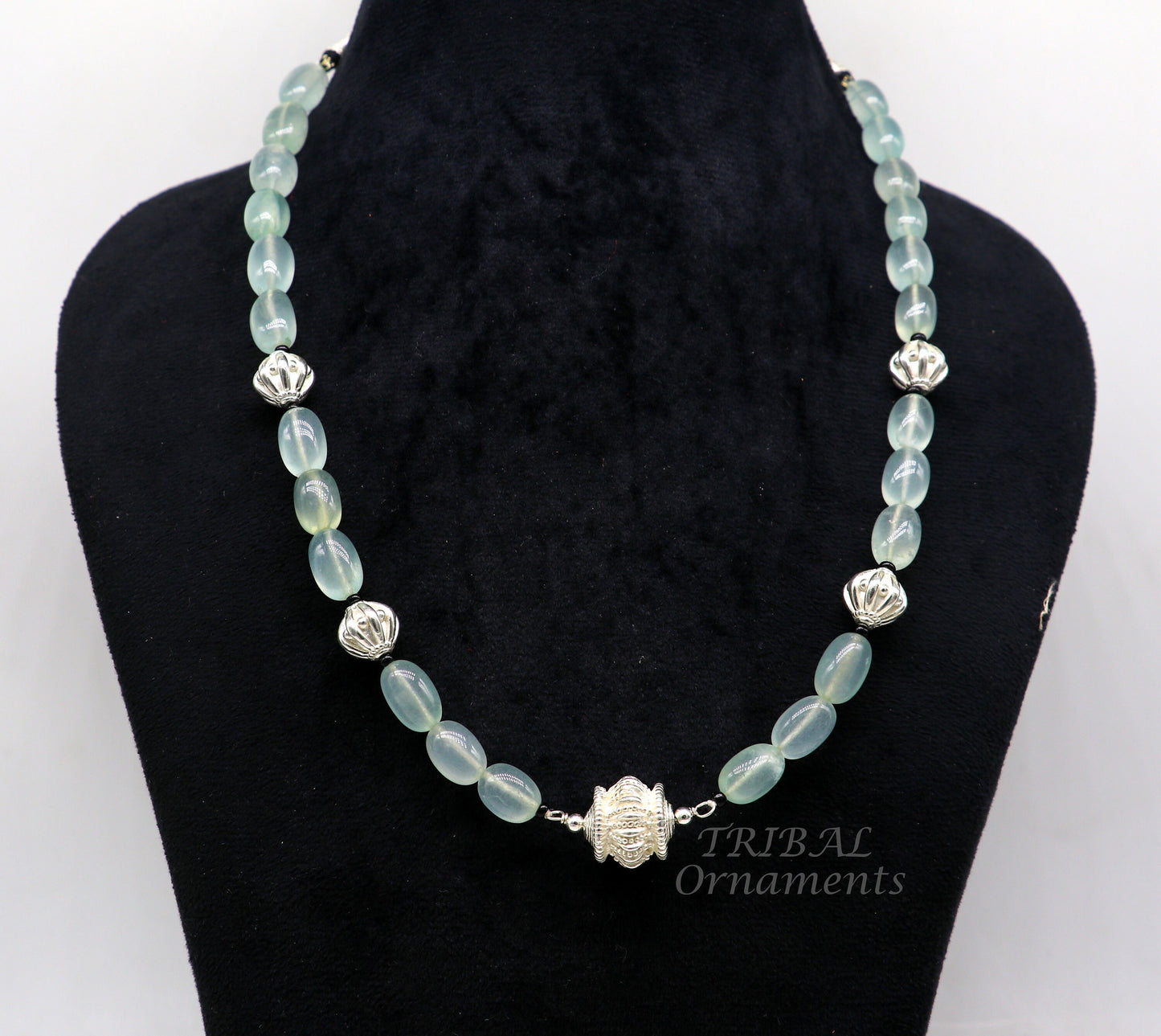 925 sterling silver handmade beaded necklace, amazing aqua quartz strings with silver beads necklace, best party jewelry set498 - TRIBAL ORNAMENTS