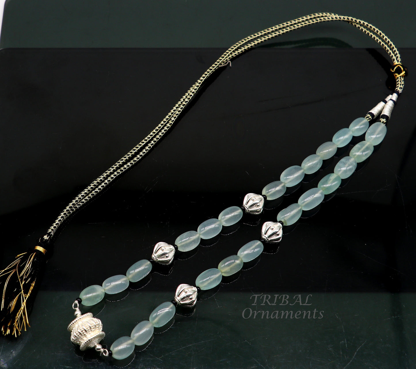 925 sterling silver handmade beaded necklace, amazing aqua quartz strings with silver beads necklace, best party jewelry set498 - TRIBAL ORNAMENTS