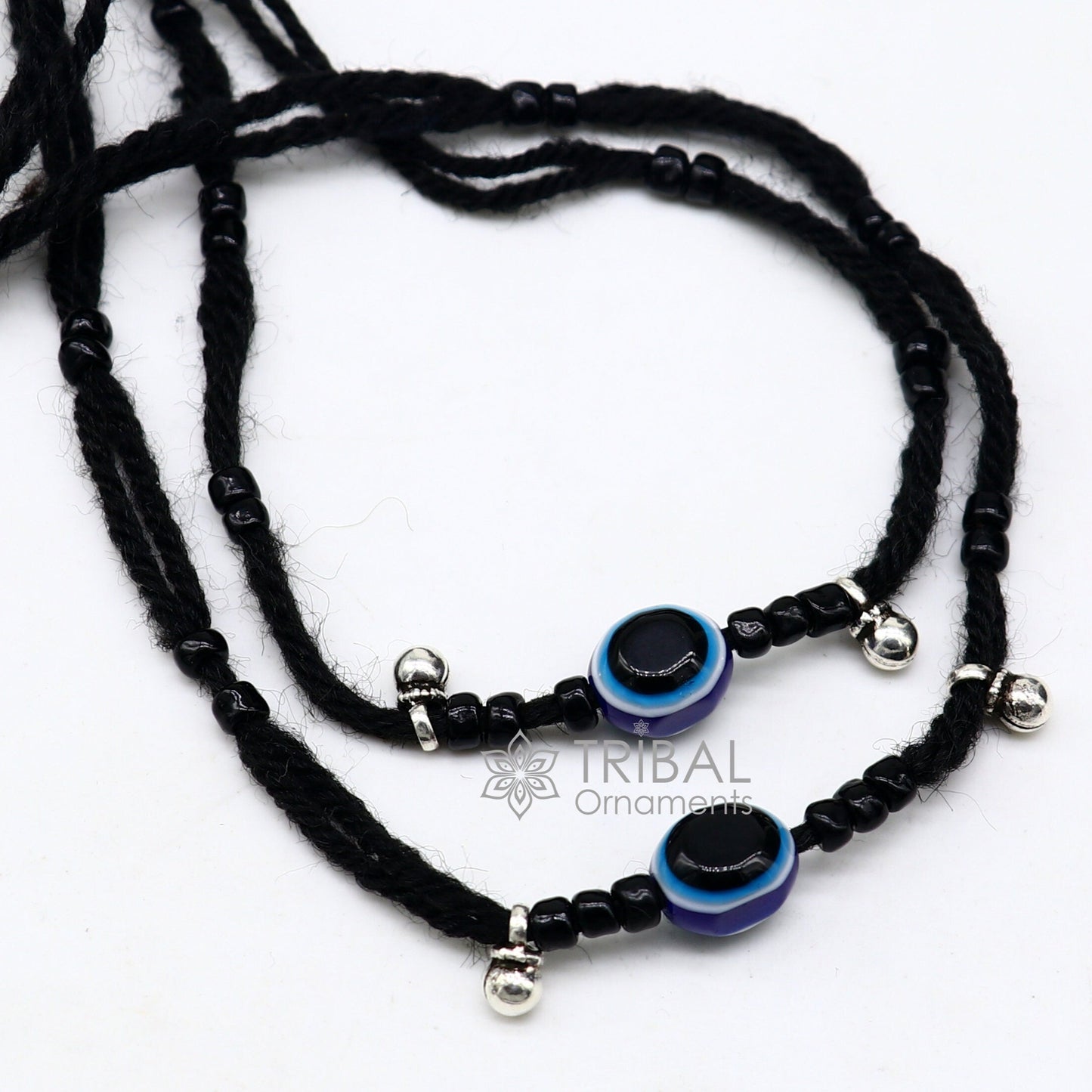 925 sterling silver handmade beads with evil eyes ankle bracelet, customized Thread anklets foot bracelet, Beach Anklet nank577 - TRIBAL ORNAMENTS