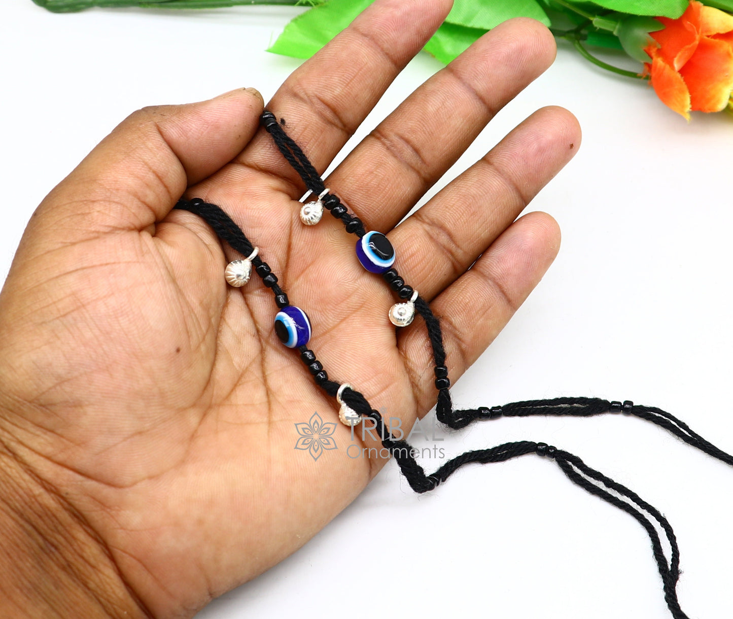 925 sterling silver handmade beads with evil eyes ankle bracelet, customized Thread anklets foot bracelet, Beach Anklet nank578 - TRIBAL ORNAMENTS