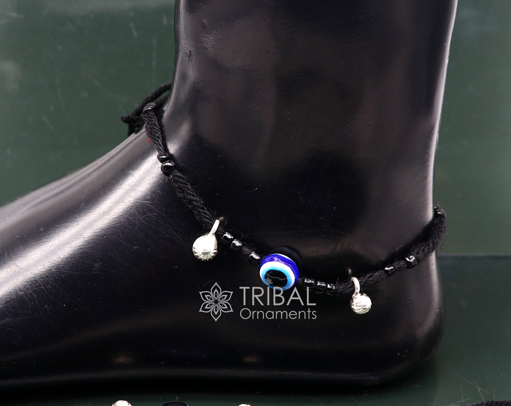 925 sterling silver handmade beads with evil eyes ankle bracelet, customized Thread anklets foot bracelet, Beach Anklet nank578 - TRIBAL ORNAMENTS