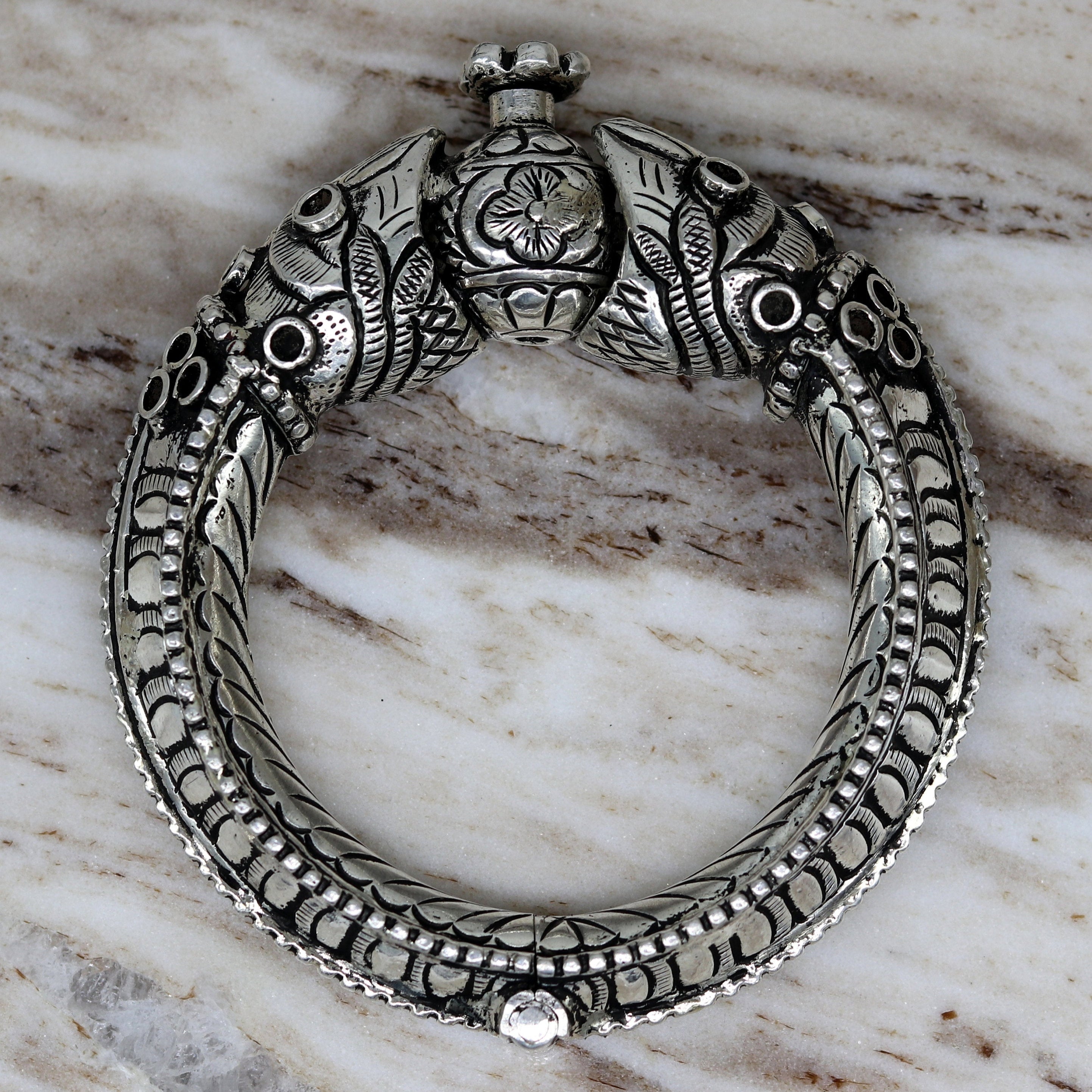 925 sterling silver handmade chitai work crocodile fabulous