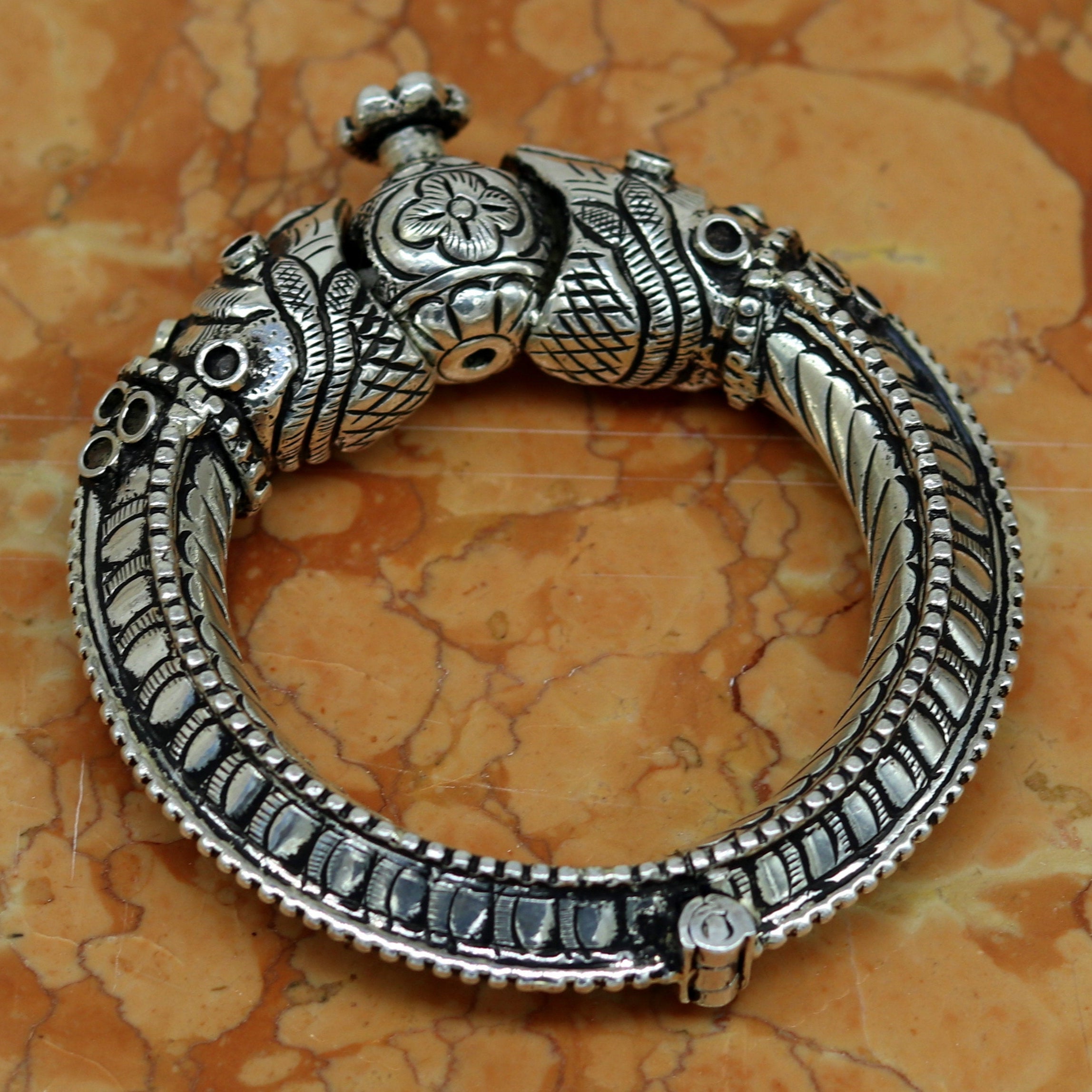 925 sterling silver handmade chitai work crocodile fabulous
