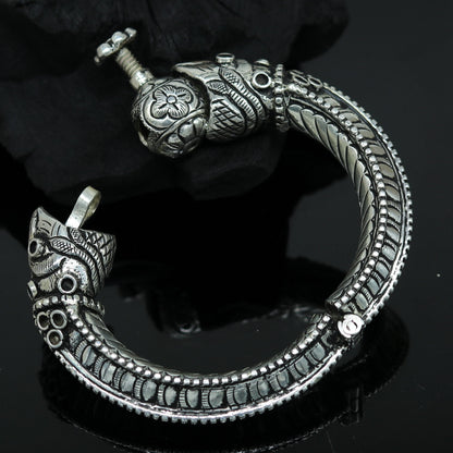 925 sterling silver handmade chitai work crocodile fabulous handcrafted work vintage bangle bracelet kada, bridesmaid gifting nssk260 - TRIBAL ORNAMENTS
