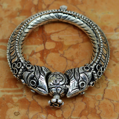925 sterling silver handmade chitai work crocodile fabulous handcrafted work vintage bangle bracelet kada, bridesmaid gifting nssk260 - TRIBAL ORNAMENTS