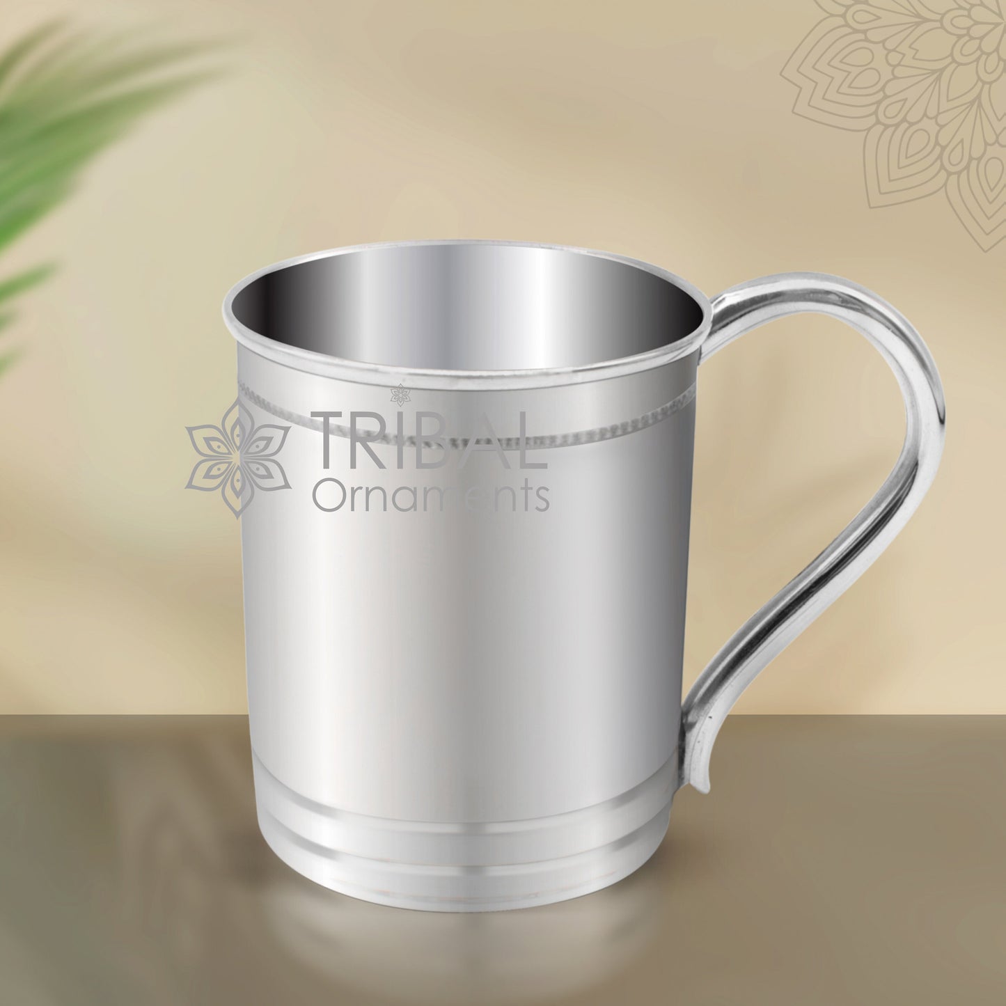 Handmade 925 sterling silver coffee or water tumbler, baby food flask, and kids utensils crafted by TRIBAL ORNAMENTS.