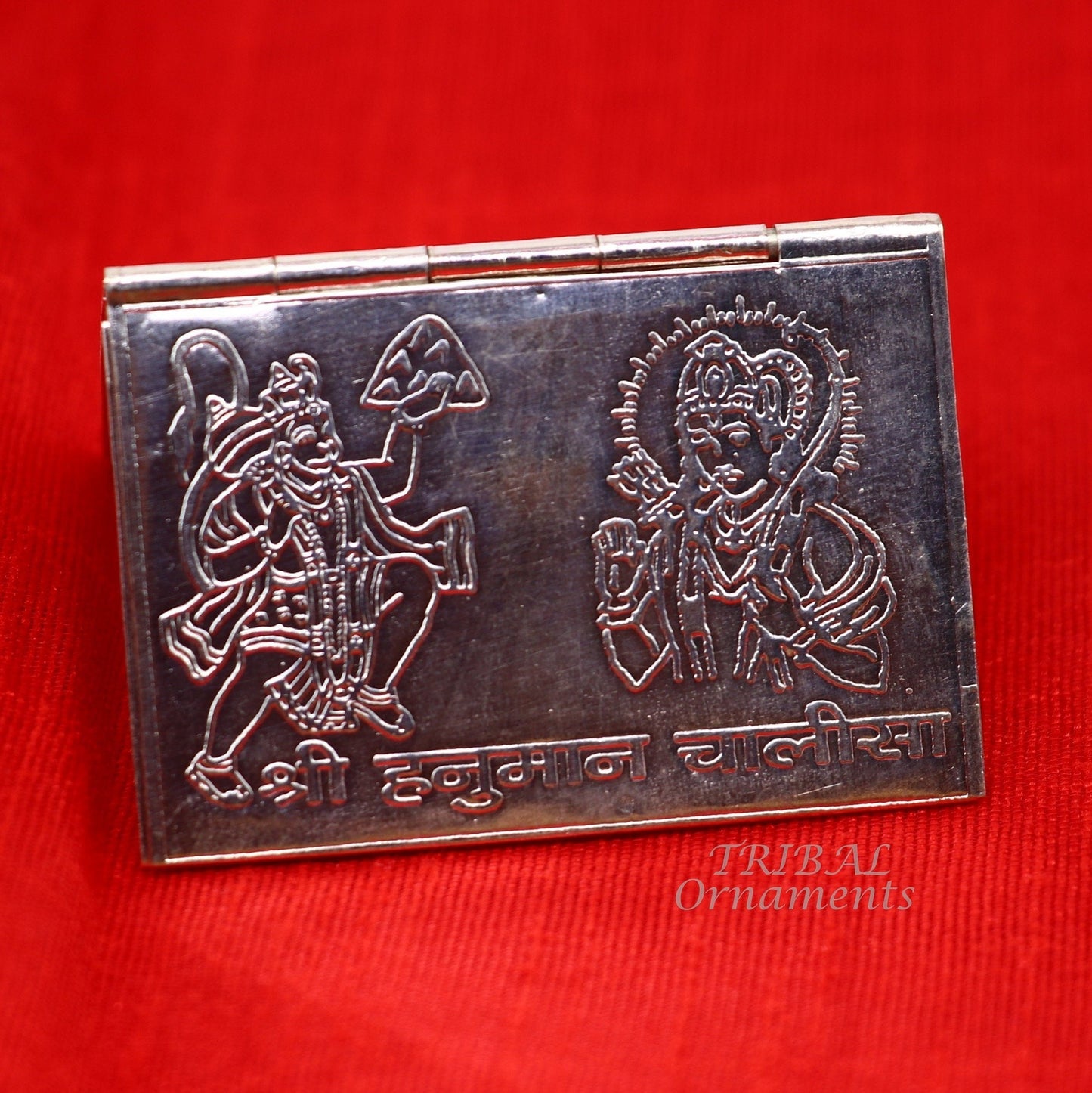925 sterling silver handmade complete Shree Hanuman Chalisa with Arti small mini 4 page book, amazing puja article from India su833 - TRIBAL ORNAMENTS