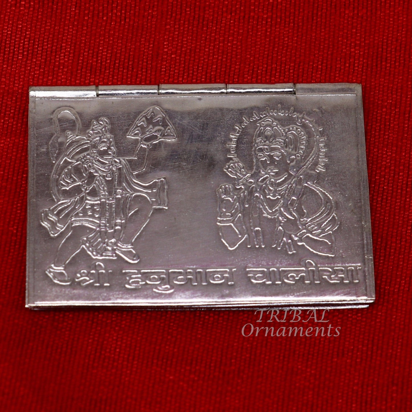 925 sterling silver handmade complete Shree Hanuman Chalisa with Arti small mini 4 page book, amazing puja article from India su833 - TRIBAL ORNAMENTS