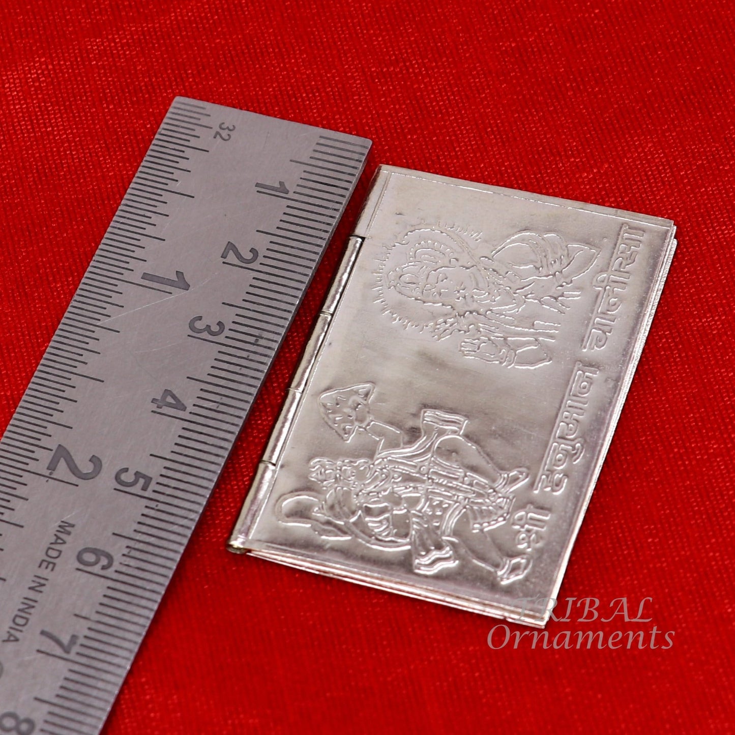 925 sterling silver handmade complete Shree Hanuman Chalisa with Arti small mini 4 page book, amazing puja article from India su833 - TRIBAL ORNAMENTS