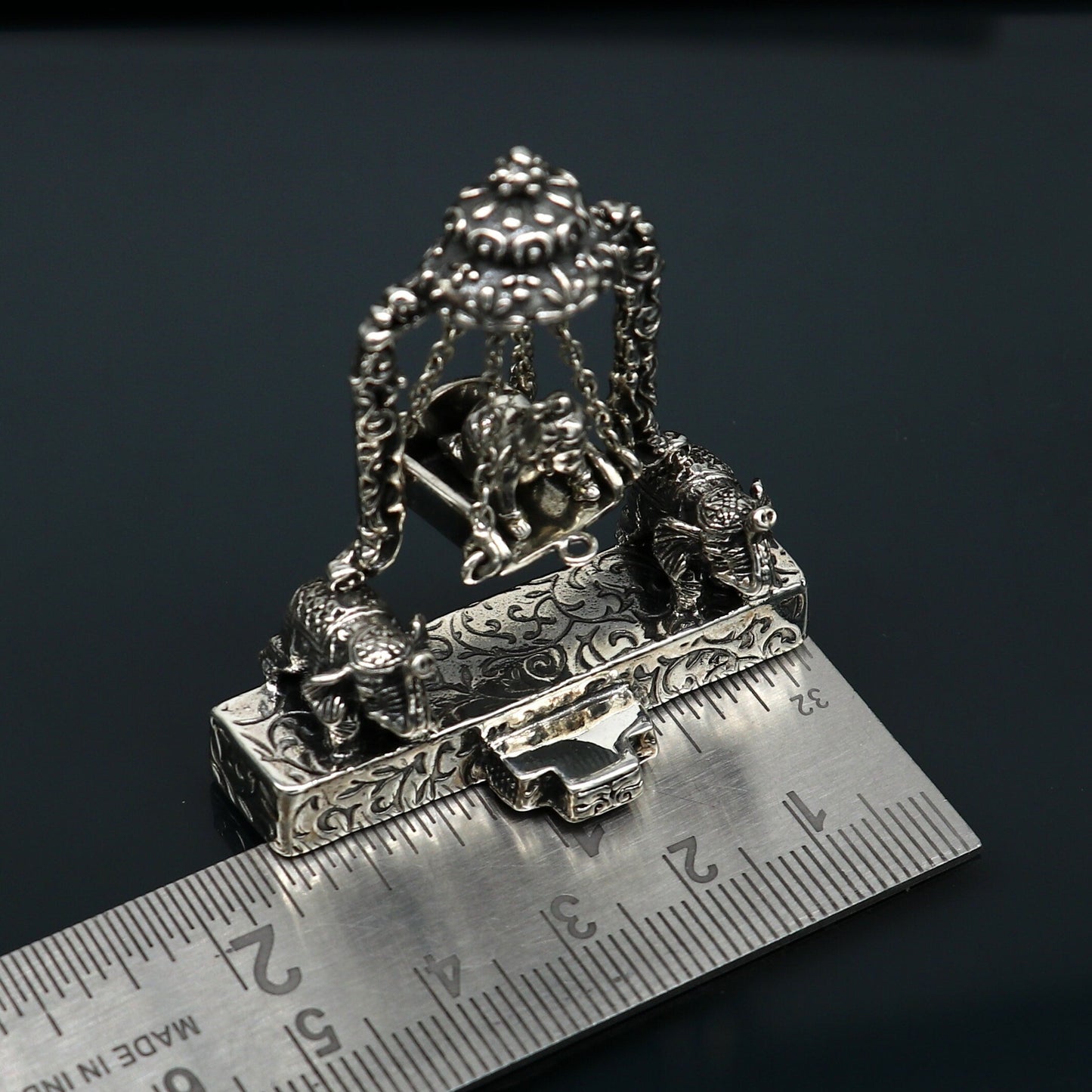 925 Sterling silver handmade custom design Idols Lord Krishna with swing, Bal Gopala Statue figurine, puja articles decorative gift art38 - TRIBAL ORNAMENTS