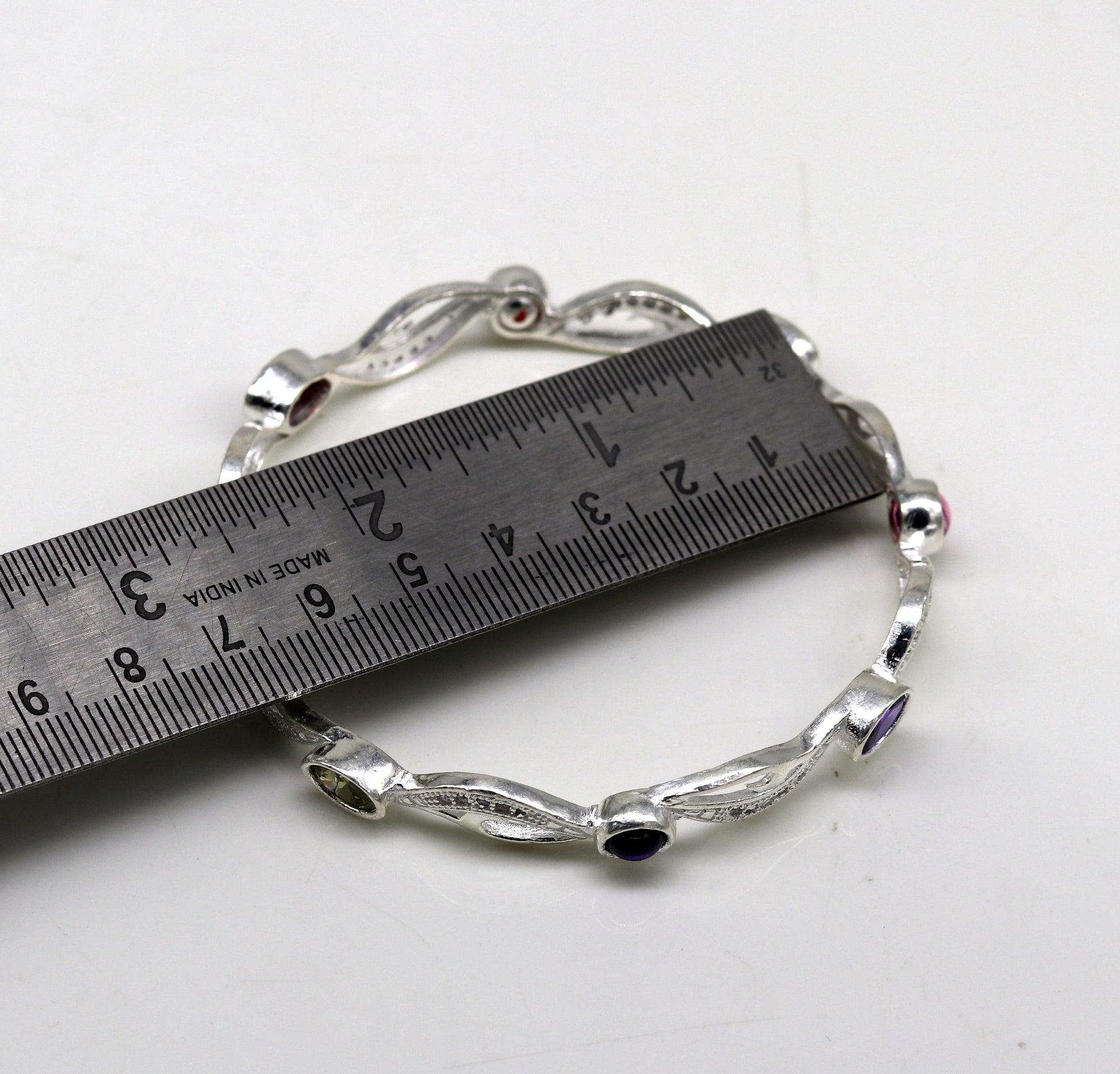 925 sterling silver handmade Customized bangle, gorgeous multicolor stone stone stylish bangle excellent bridesmaid tribal jewelry nba79 - TRIBAL ORNAMENTS