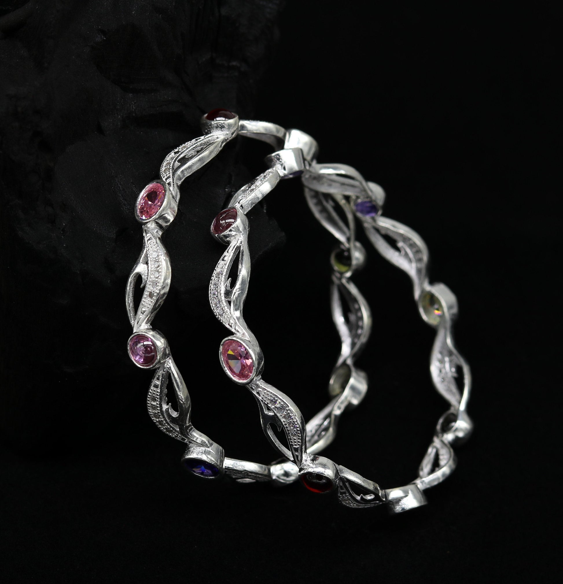 925 sterling silver handmade Customized bangle, gorgeous multicolor stone stone stylish bangle excellent bridesmaid tribal jewelry nba79 - TRIBAL ORNAMENTS