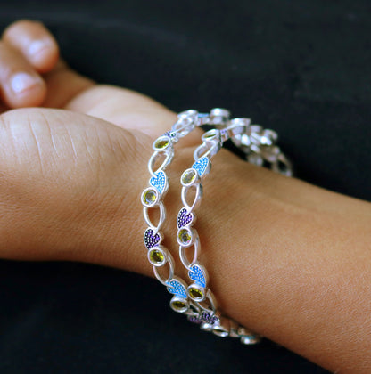 925 sterling silver handmade Customized bangle, gorgeous multicolor stone stone stylish bangle excellent bridesmaid tribal jewelry nba81 - TRIBAL ORNAMENTS