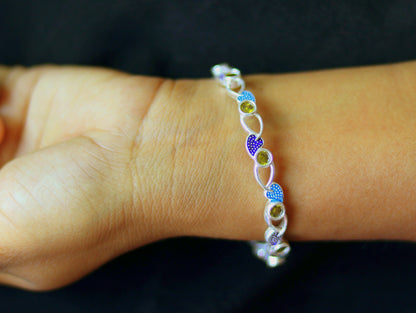 925 sterling silver handmade Customized bangle, gorgeous multicolor stone stone stylish bangle excellent bridesmaid tribal jewelry nba81 - TRIBAL ORNAMENTS