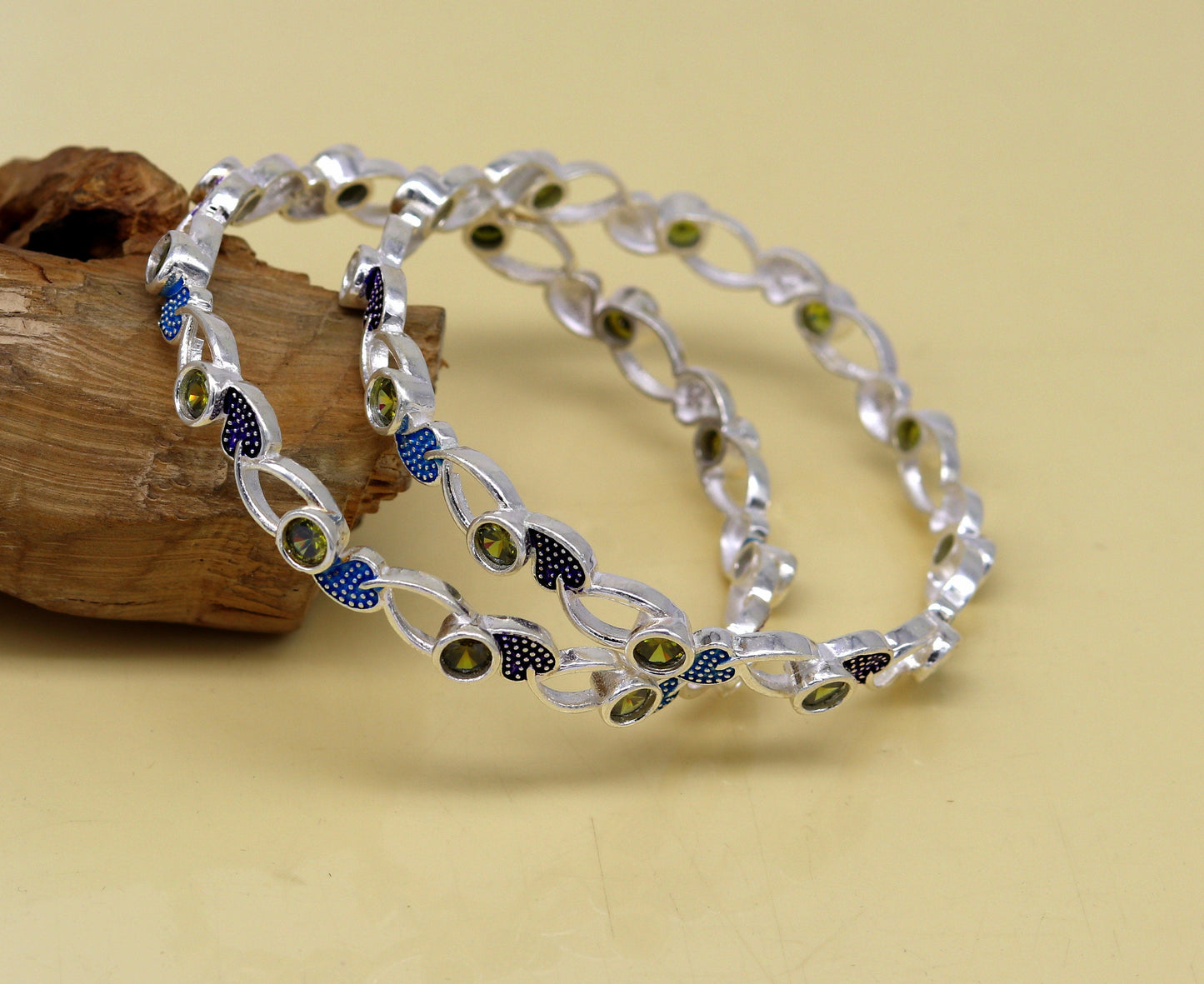 925 sterling silver handmade Customized bangle, gorgeous multicolor stone stone stylish bangle excellent bridesmaid tribal jewelry nba81 - TRIBAL ORNAMENTS