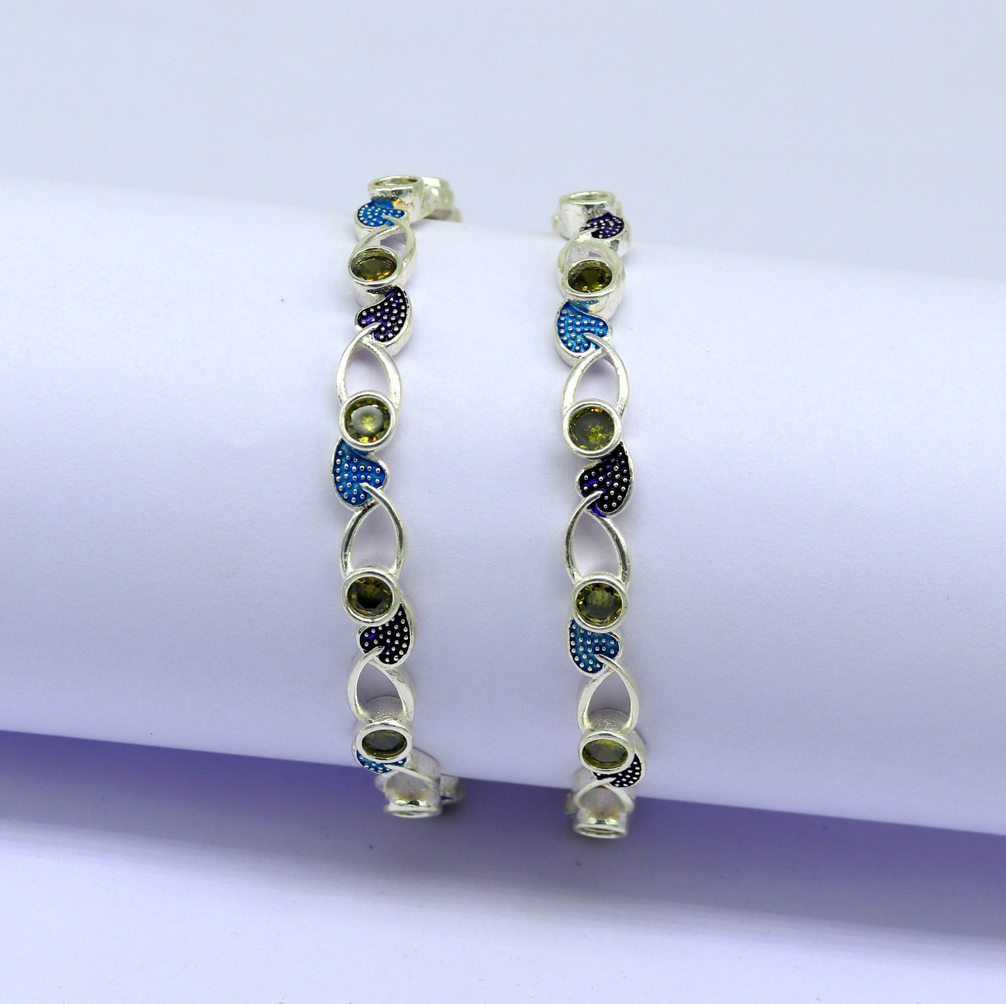 925 sterling silver handmade Customized bangle, gorgeous multicolor stone stone stylish bangle excellent bridesmaid tribal jewelry nba81 - TRIBAL ORNAMENTS