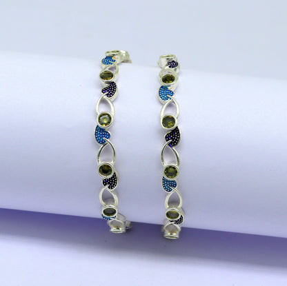925 sterling silver handmade Customized bangle, gorgeous multicolor stone stone stylish bangle excellent bridesmaid tribal jewelry nba81 - TRIBAL ORNAMENTS