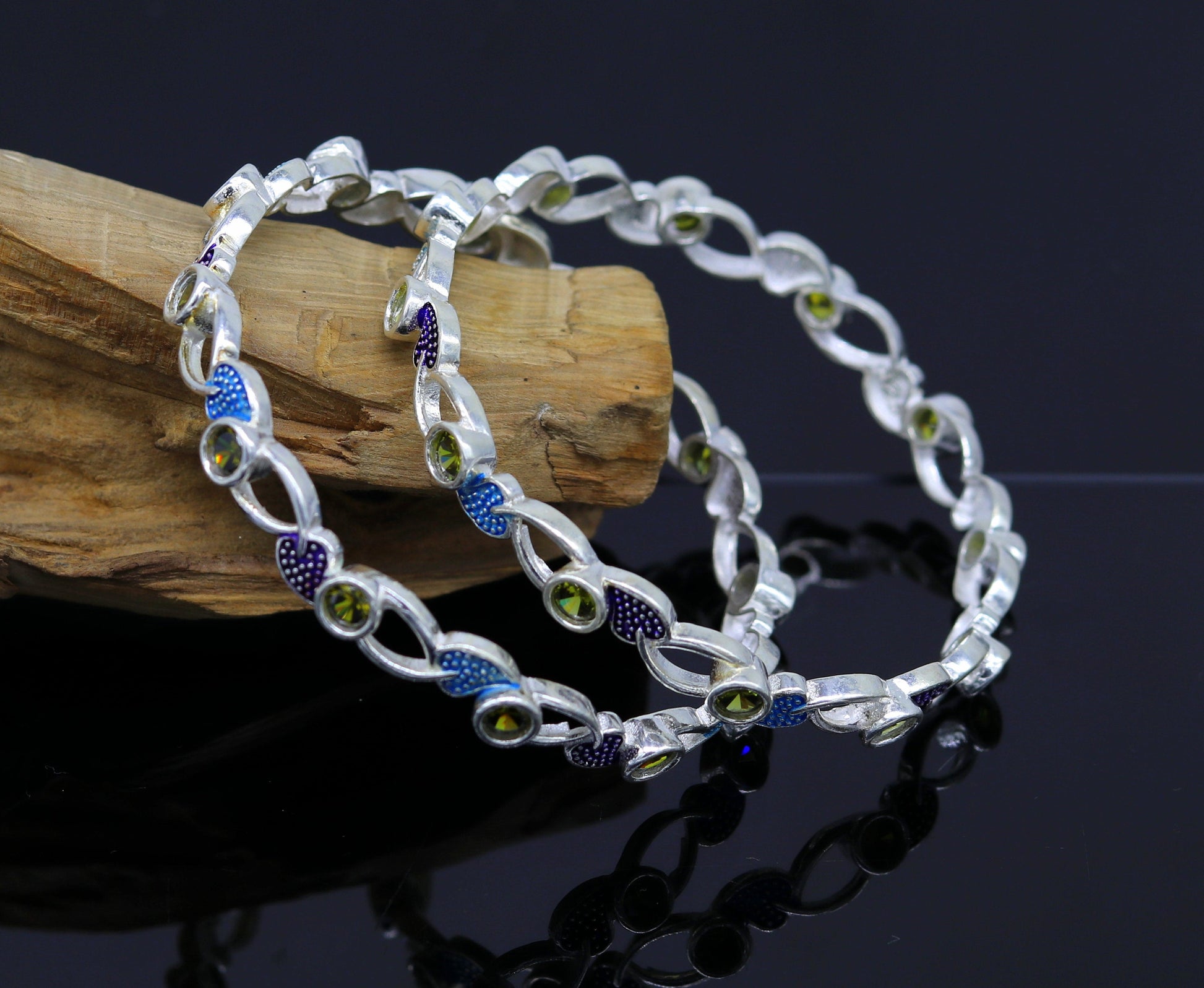 925 sterling silver handmade Customized bangle, gorgeous multicolor stone stone stylish bangle excellent bridesmaid tribal jewelry nba81 - TRIBAL ORNAMENTS