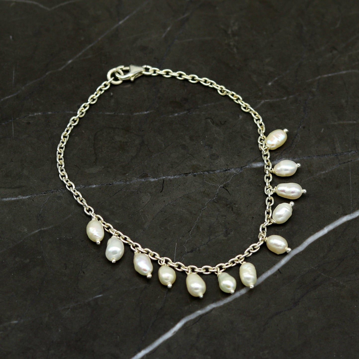 925 sterling silver handmade customized charm bracelet, amazing stylish pearl bracelet unisex gifting jewelry belly dance jewelry nsbr192 - TRIBAL ORNAMENTS