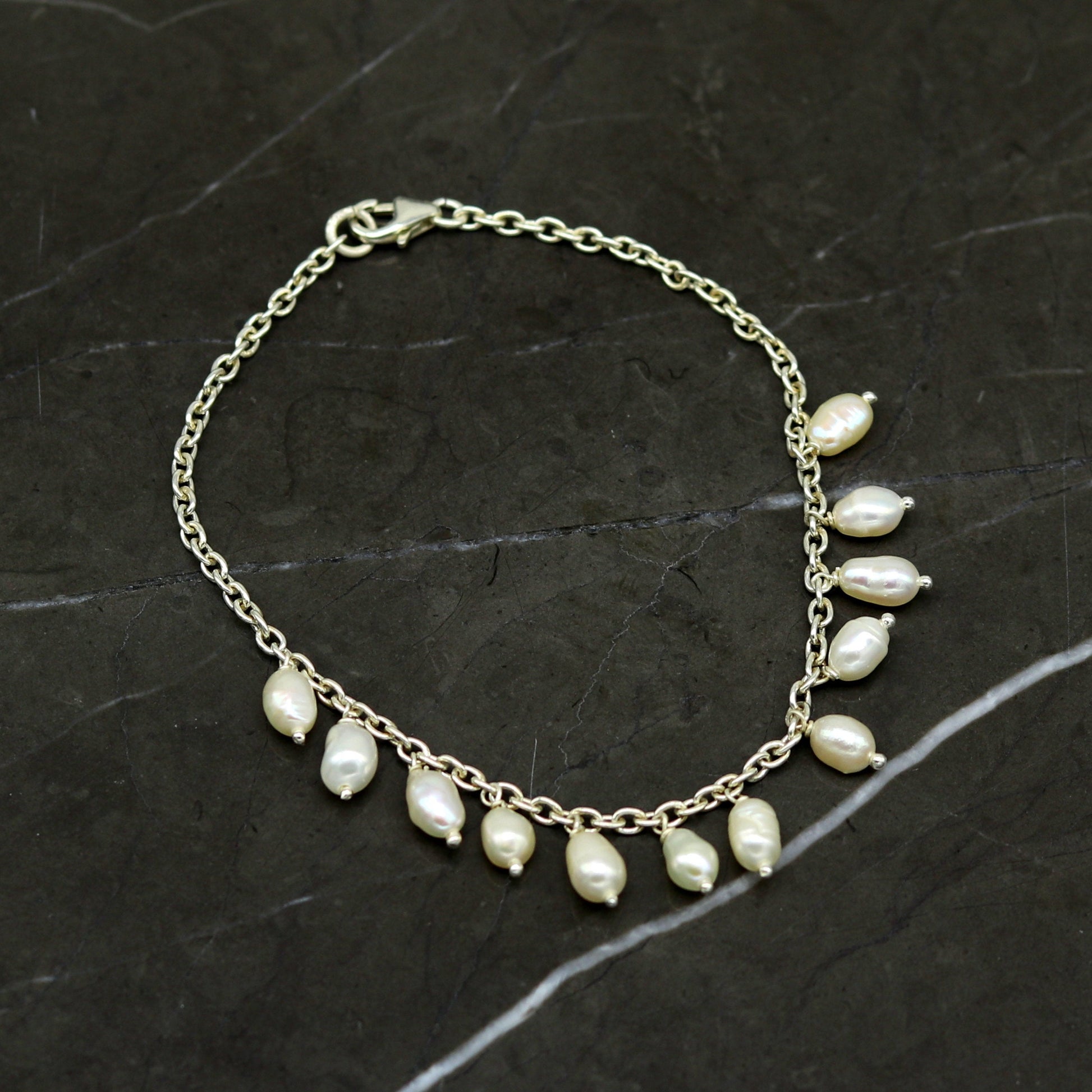 925 sterling silver handmade customized charm bracelet, amazing stylish pearl bracelet unisex gifting jewelry belly dance jewelry nsbr192 - TRIBAL ORNAMENTS